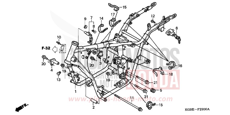 FRAME BODY for Shadow VT125C NOIR (NH1) from 2001